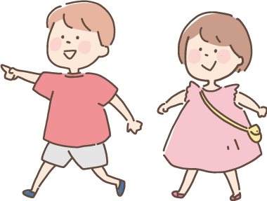 男の子と女の子が歩いているイラスト