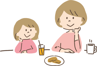 親子がリラックスしているイラスト